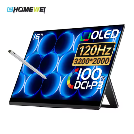 EHOMEWEI RO 系列 Pro 16 吋 3K 120Hz 便攜式觸控屏，100% DCI-P3 色域，支援主動式觸控筆，配備 USB-C 和 HDMI 接口，可作為外接顯示器使用，相容於 s
